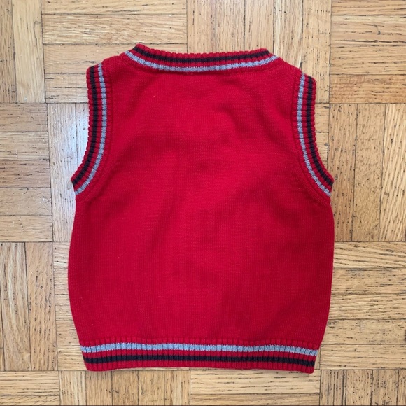 🌟3/$15🌟Preppy Red Cotton V-Neck Cable Knit Sweater Vest Baby Size 6M - Picture 2 of 5